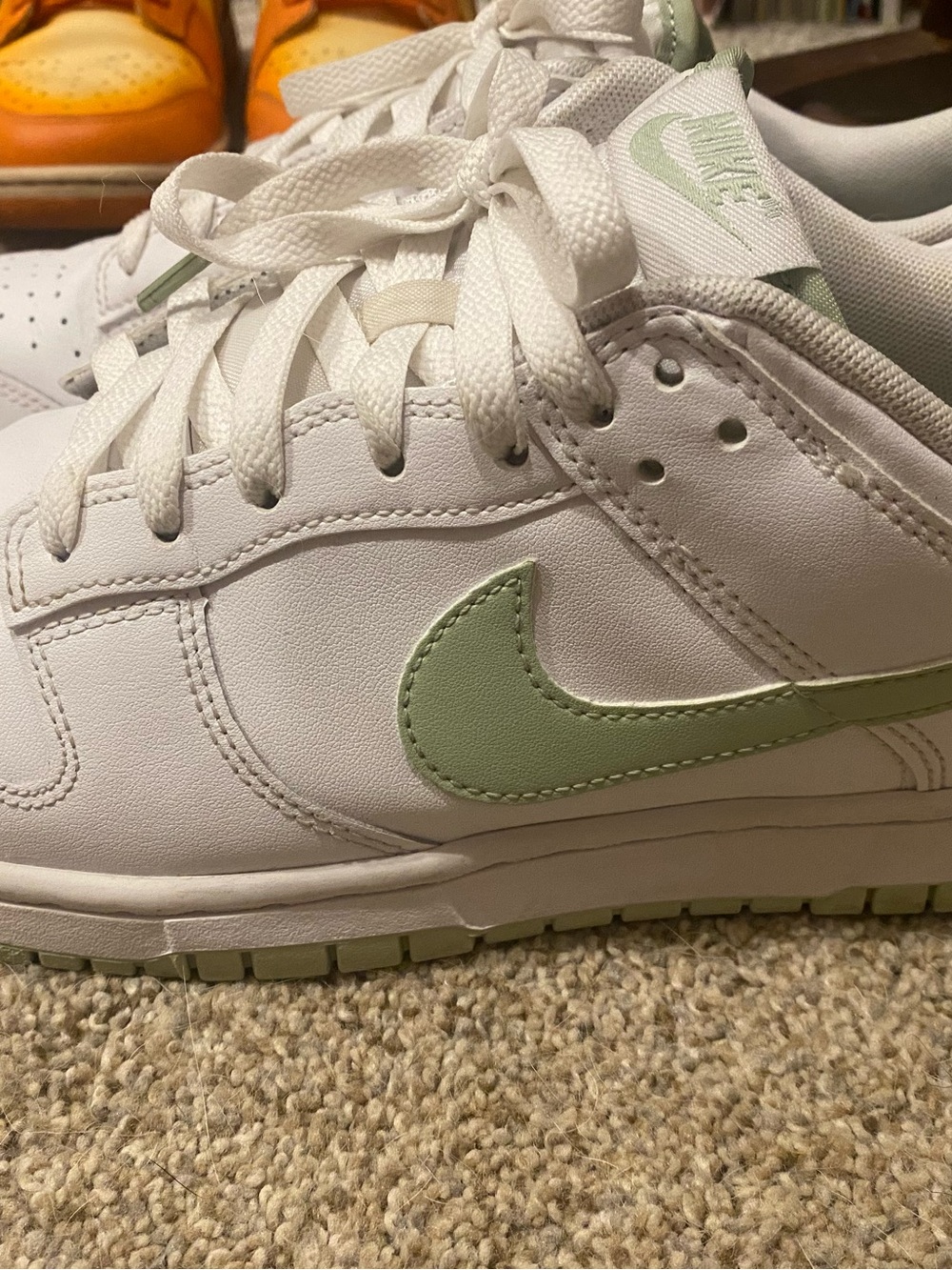 Nike Dunk Men’s White Low-Top Sneakers with Honeydew Logo and Accents - Picture 4 of 13